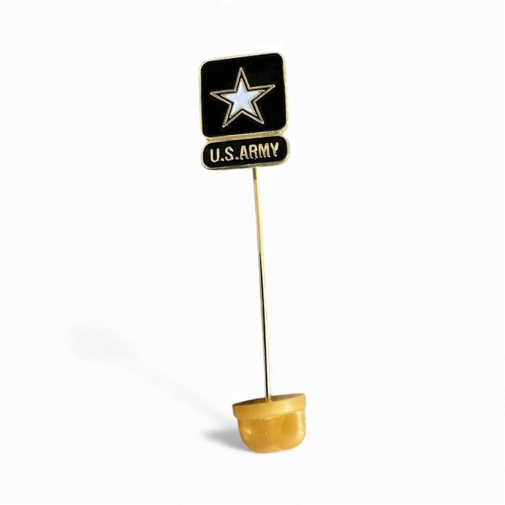United States Army Logo Metal Lapel Pin Stick Pin Hat Pinback Gold Tone Black